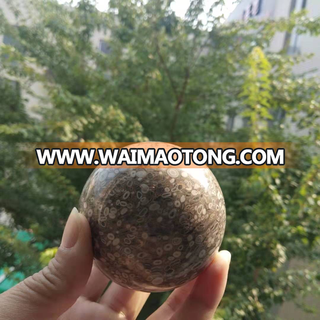 Natural coral stone Ball Polished Coral Jade Crystal Sphere