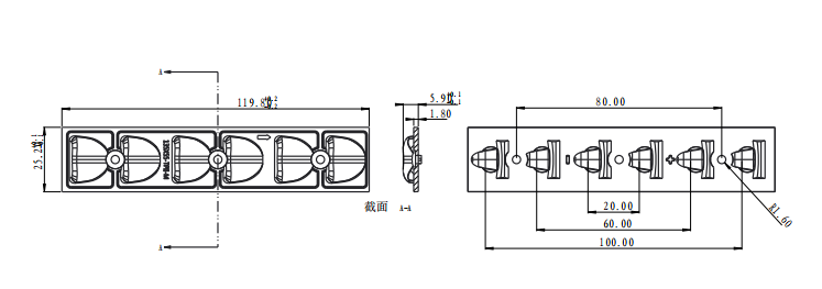 6 in 1 3535 led module lens array optical pc streetlight lens