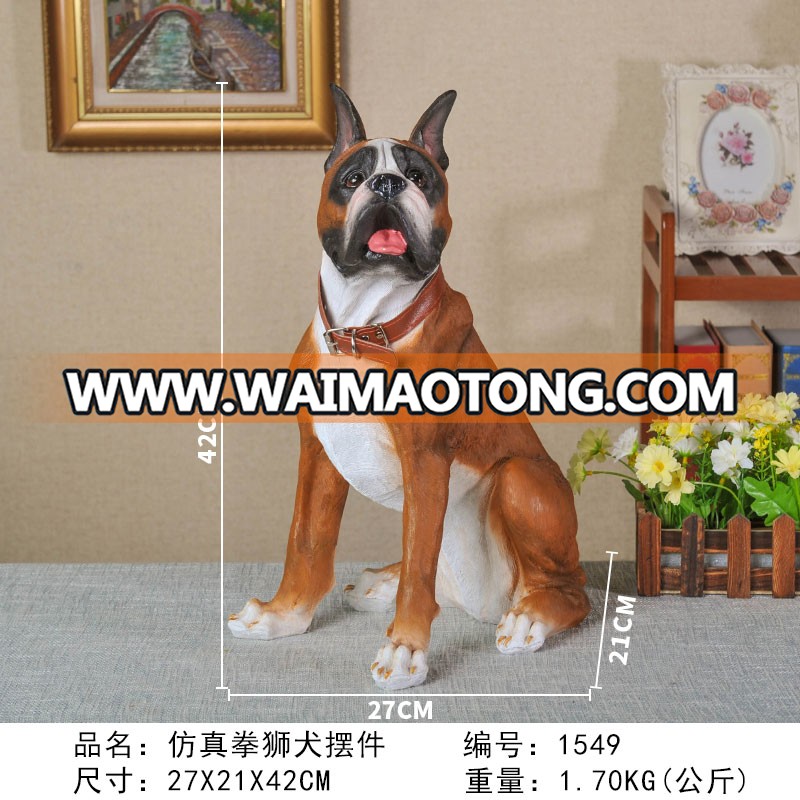 Factory direct sales animal resin clever boxer dog figurine for garden