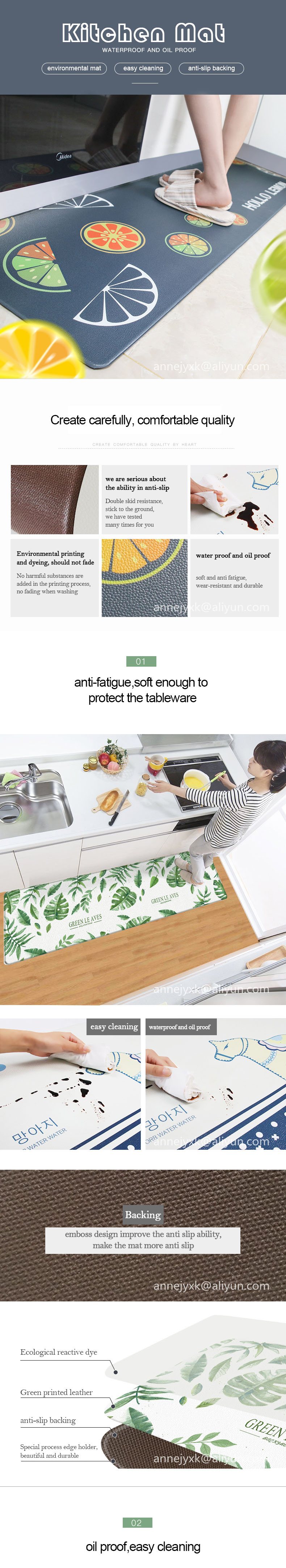 Wholesale Indoor Comfortable Standing  PVC waterproof Kitchen Mat