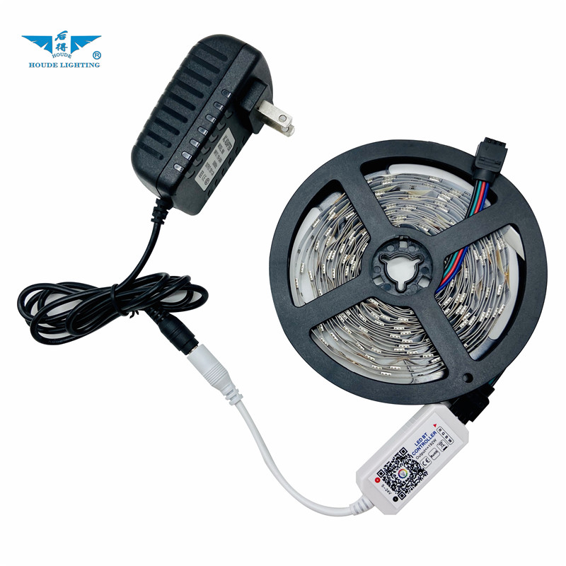 Bluetooth12V SMD 5050 5Meter IP65 150LEDs RGB LED Flexible Strip with 110V 220V Adapter