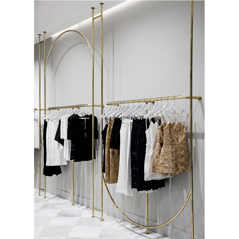 Factory Supply High Quality Mental Golden Clothes Stand Rack For Boutique