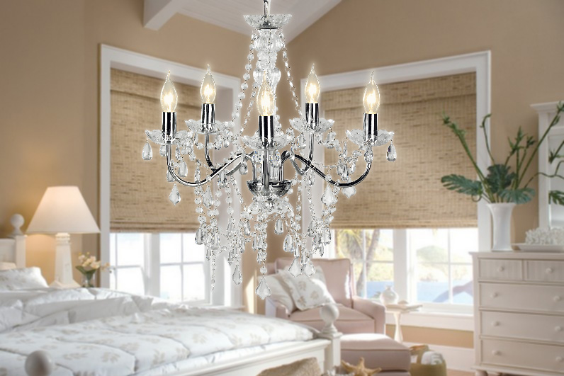 Wholesale Decorative Lamp Leaf Flower 5 Lights Shaded Chandelier for Bedroom Living Room