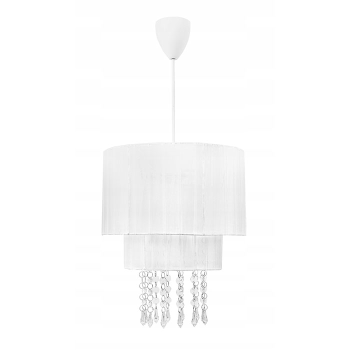 Modern 2 Tier Drum Fabric Shade Acrylic Pendant Hanging Light NS-120091-3W