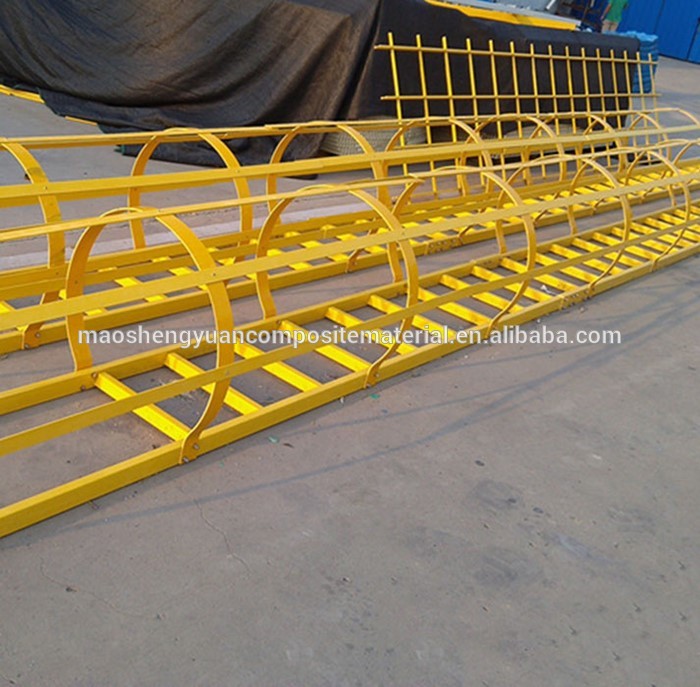 High strength anti Corrosion  frp fiberglass ladder with safety cage