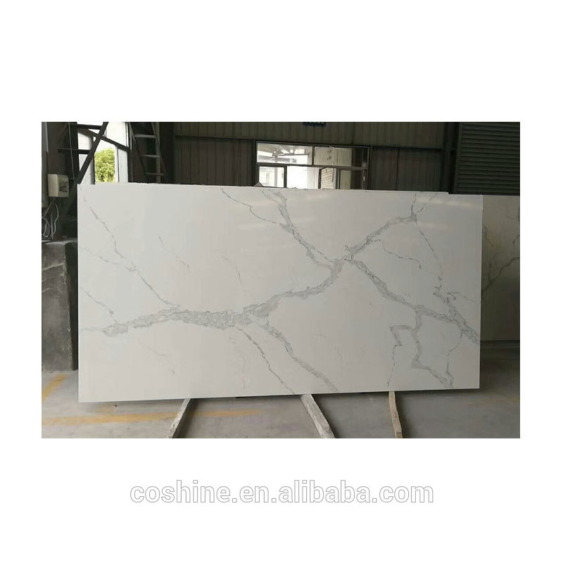 Imitated Marble Calacatta White Quartz Stone Slab