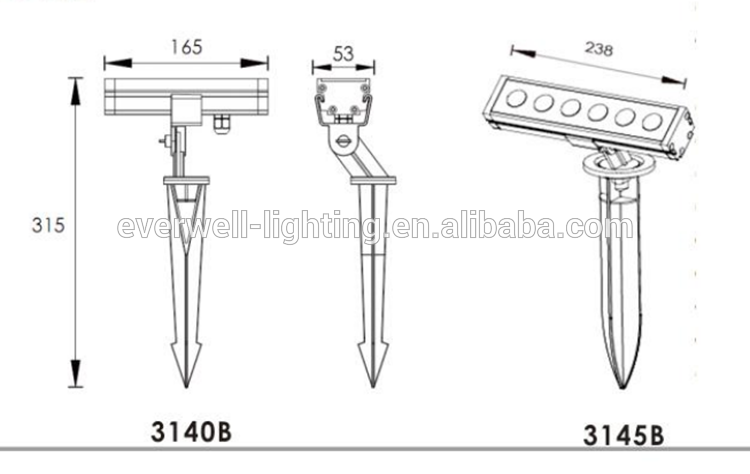 Aluminum outdoor cool white 6w spike led spot light