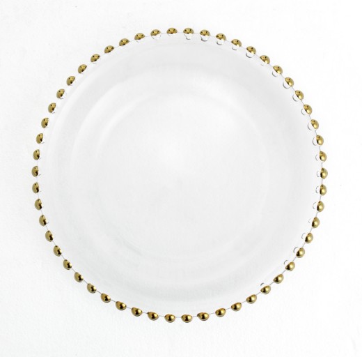 2019 new arriver glass plate set gold trim luxury glass plate set