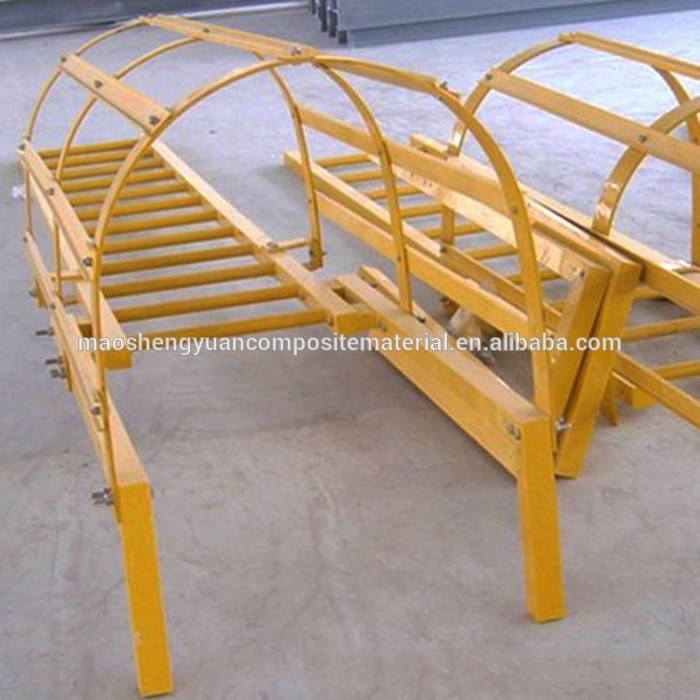 High strength anti Corrosion  frp fiberglass ladder with safety cage