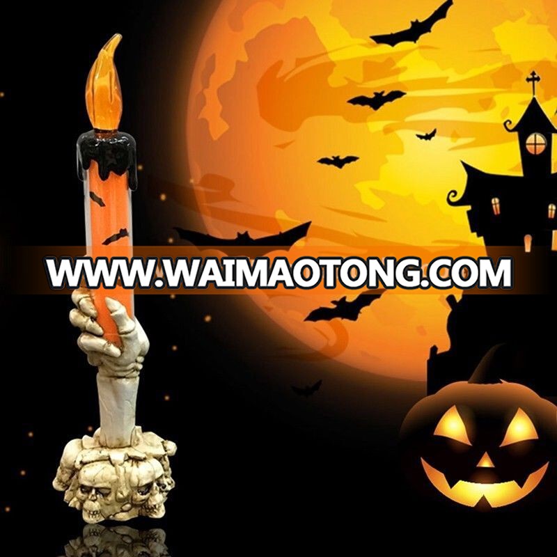 Led Flameless Electronic  Candles Halloween Skeleton Ghost Hand candle Decorative Led wax Candle Light Halloween day Decoration