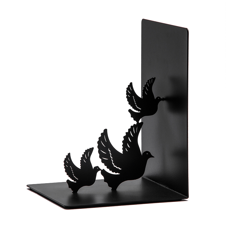 Custom logo cheap home decoration unique stand gifts office metal Iron black animal dove bookend