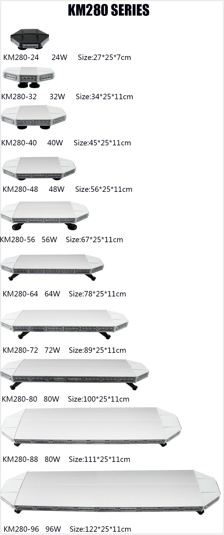 Full size warning lightbar with aluminium alloy + PC material for KM280-56