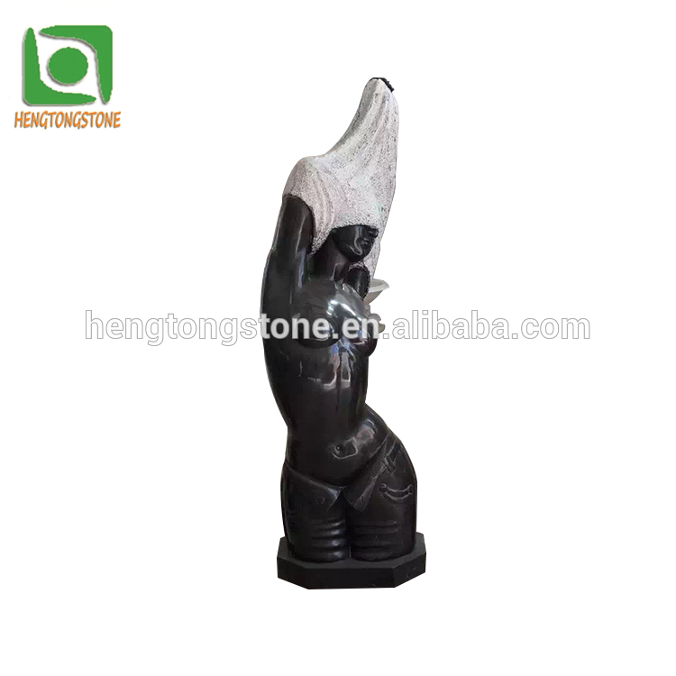 Black Marble Strip Nude Woman Statue For Garden Decoration