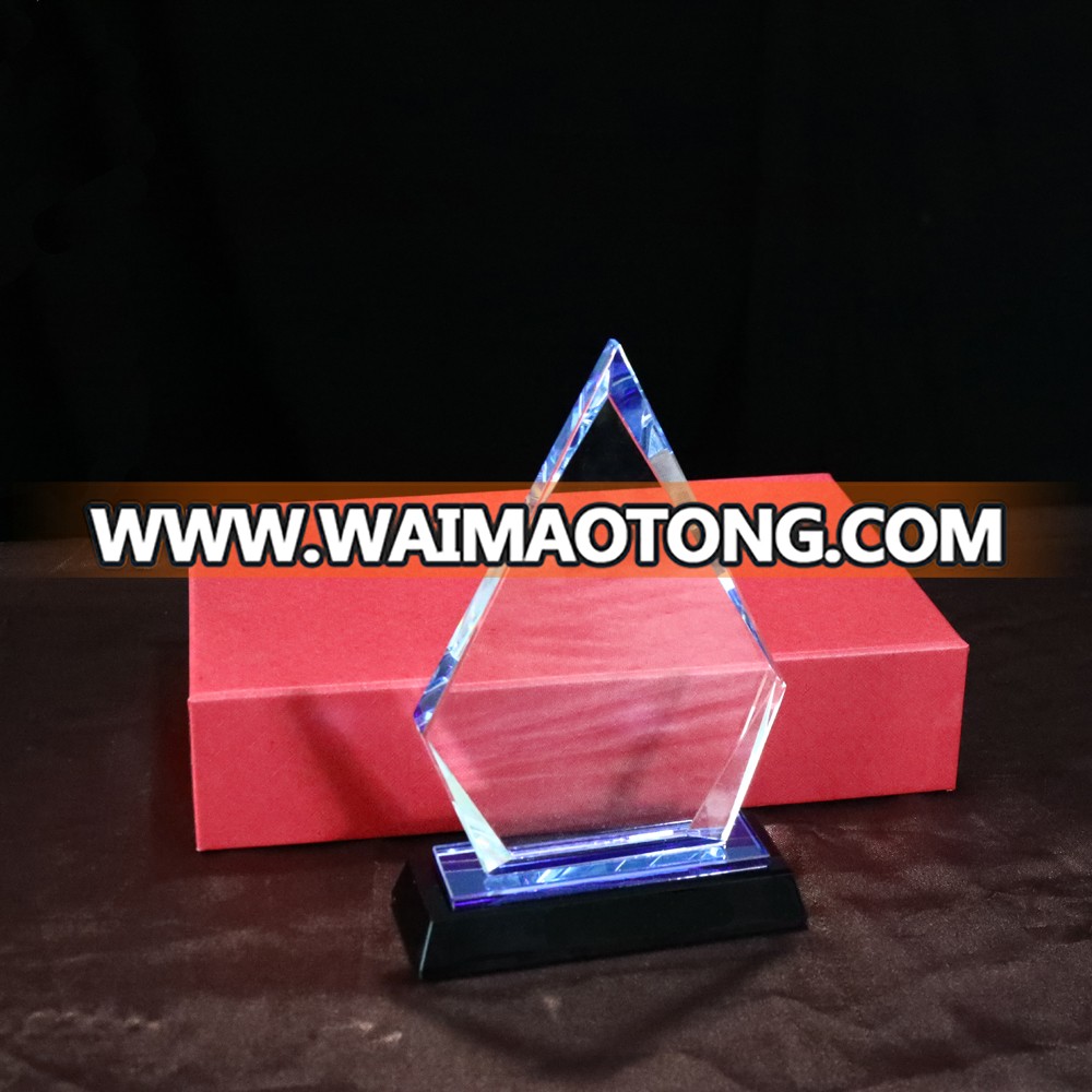 MH-LMY077   glazed  crystal trophy  with base