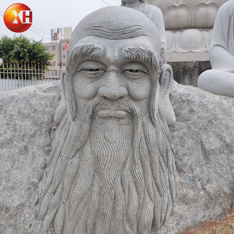 Hand Carved Natural Stone Lao Zi Sculpture For Sale