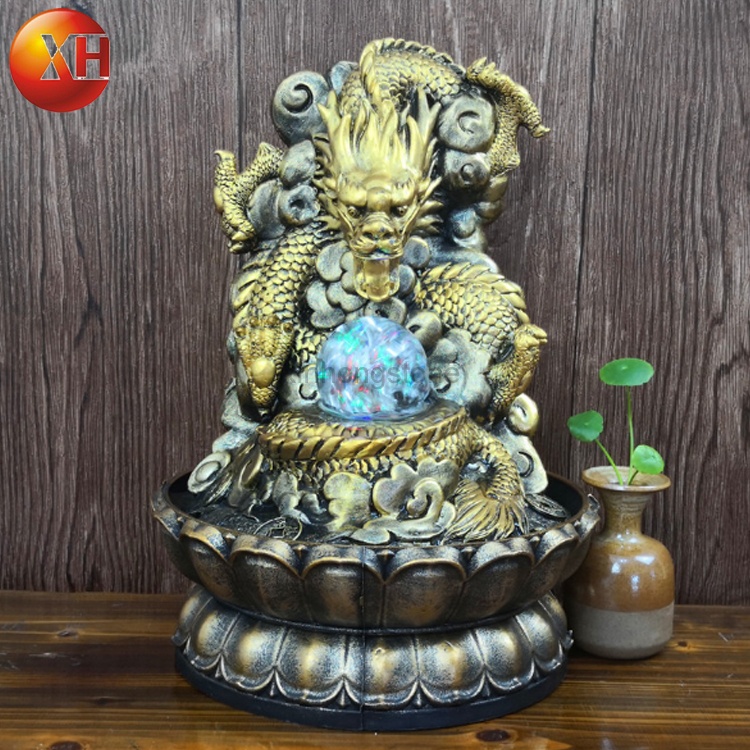 Hot Sale office Tabletop Resin Dragon Fountains For Indoor Decoration