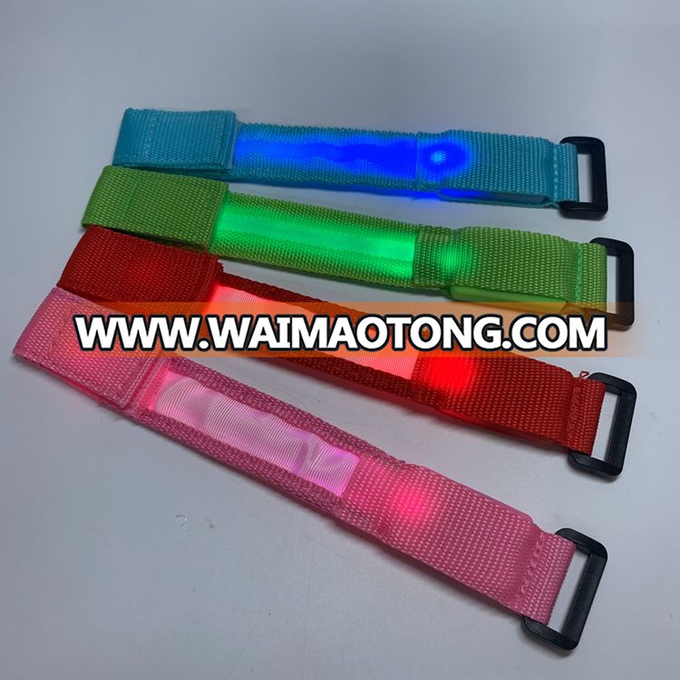 OEM price outdoor sports flashing nylon customized colorful LED wristband