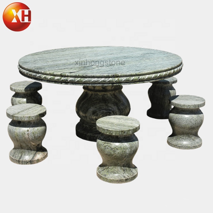 Cheap Price Granite Stone Table With Chairs For Outdoor Courtyard