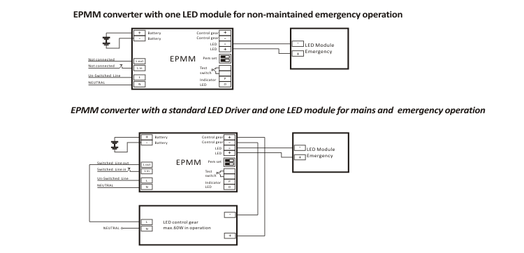 Emergency driver with push button battery backup power supply for led drivers ceiling light