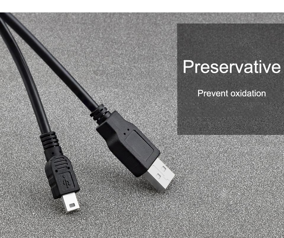 80cm 100cm 1.5M USB 2.0 Type A Male to 5P Mini USB data charger cable for Mp3 Mp4 Camera GPS 5pin T-Port V3 Cable