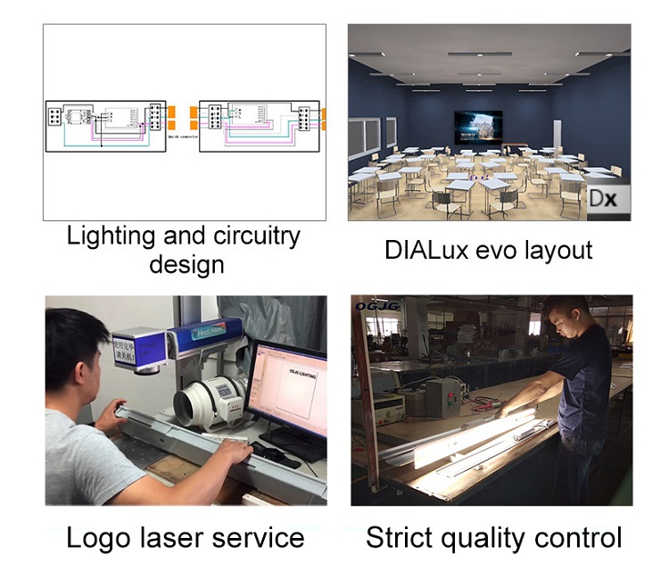 Workbench suspended ceiling linear light 30w 50w dimmable linkable led batten lamp fixture