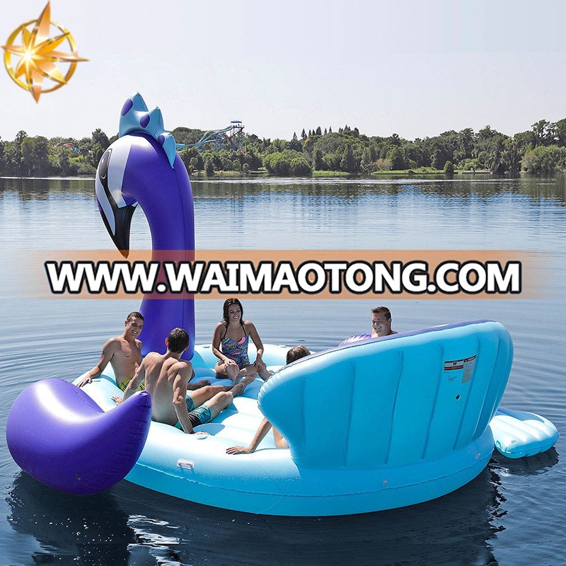 6 People's large inflatable peacock pool floating island water party floating hovercraft swimming ring toy