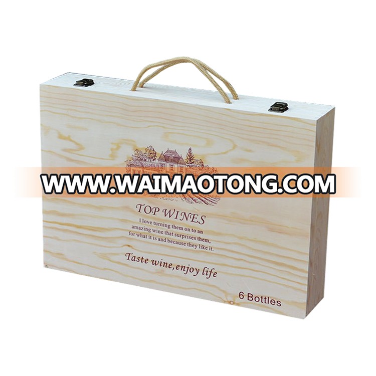 Custom logo wooden wine box wooden gift box with handle