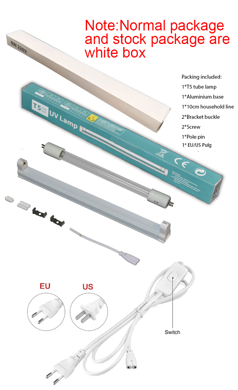 110v/220v 6w/8w Uvc Sterilizer Lamp T5 Tube Led Uvc Germicidal Lamps Light for Sterilization with EU US Plug