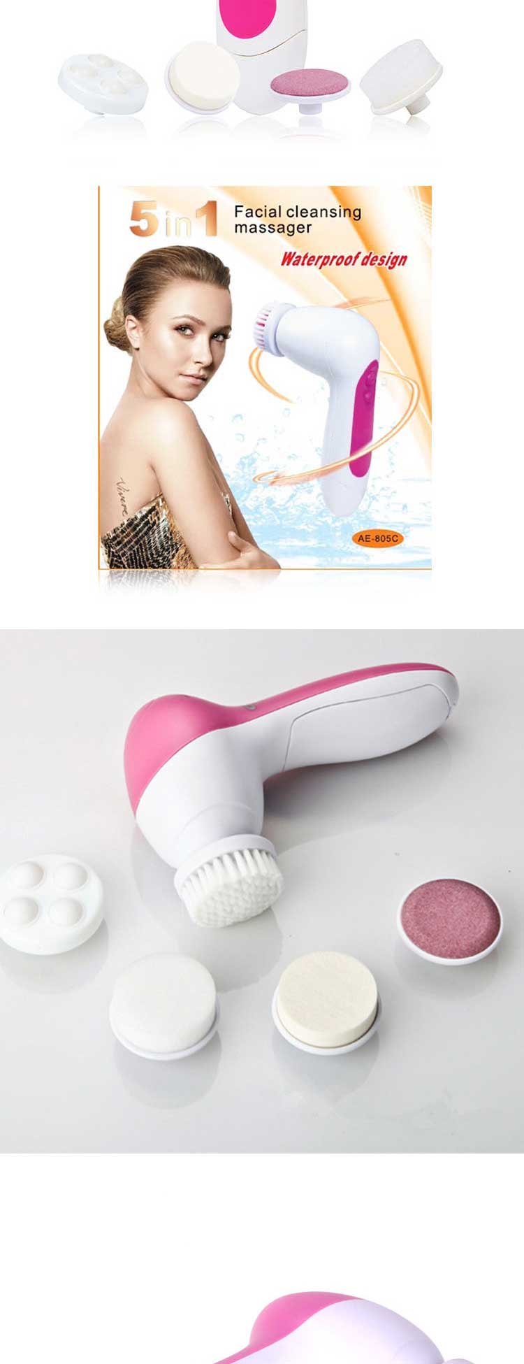 5 in 1 mini face cleaning exfoliator spin brush Beauty Care Massage Electric Facial Cleansing Brush, Skin Care Face Massager