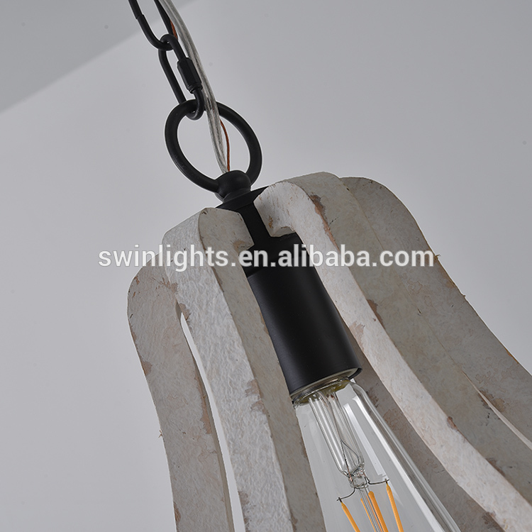 quality assured antique natural wood color single pendant light for corridor D9628-1