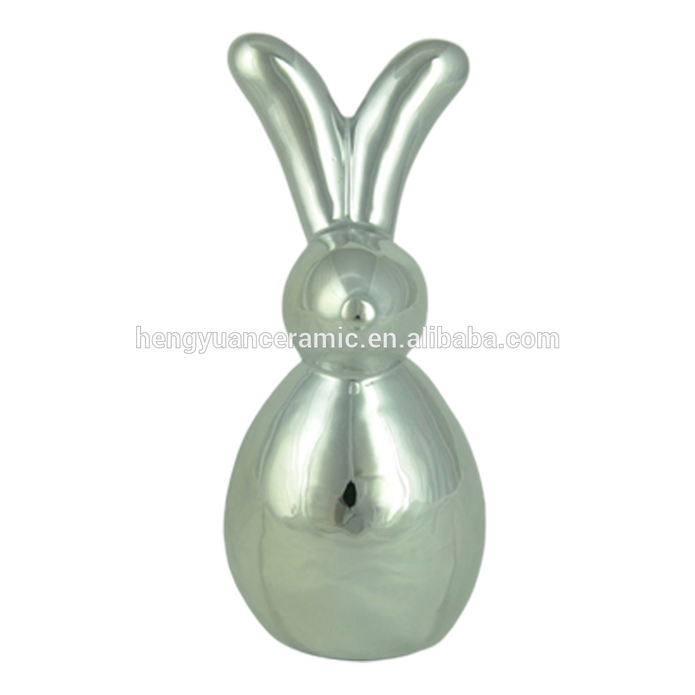 Electroplating Colorful Ceramic Rabbit Figurine