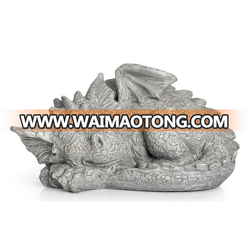 Handmade Lovely Resin Garden Sleeping Dragon Decor Sculpture