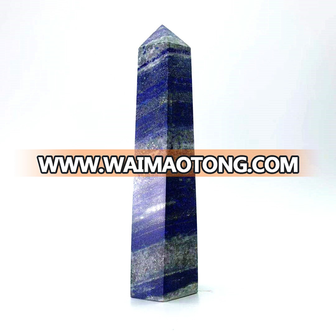 wholesale natural big size  lapis lazuli point healing blue crystal wand lapis lazuli crystal craft quartz point