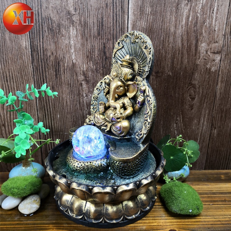 Factory Direct Sales New Design Southeast Asia Resin Crafts Gift Elephant Table Fountains For Indoor Decoration