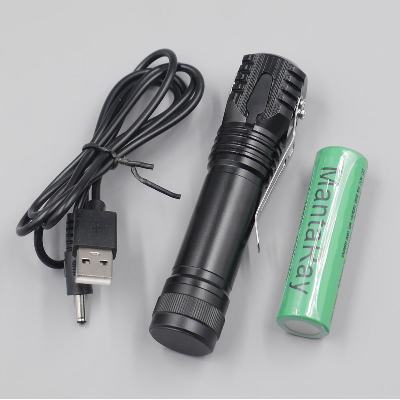 Portable XP-G3 led magnet mini usb torch pocket clip outdoor camping light flashlight