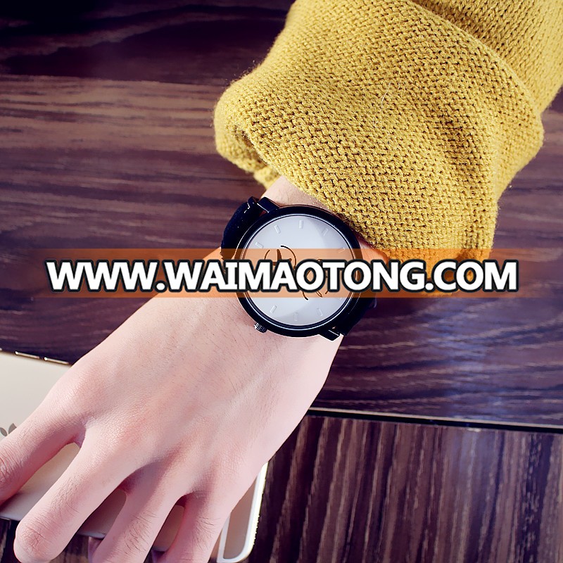 Trendy Yes No Simple Big Dial Boy and Girl Students Couple Watch Harajuku Style Vintage Quartz Women White Black Watches