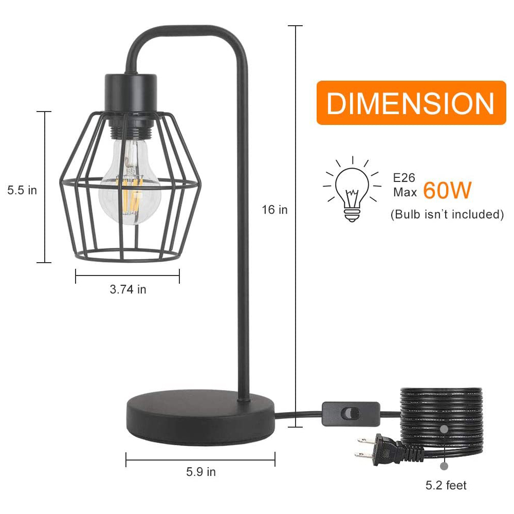 JLT-9522 Industrial Vintage Retro Rustic Metal Cage Table Lamp For Living Room Bedside