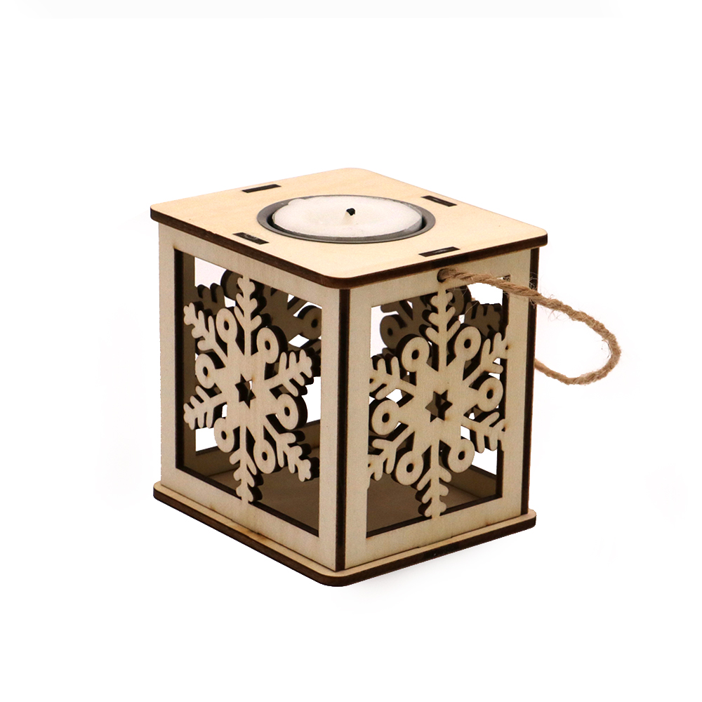 Customized laser wooden snowflake candle holder