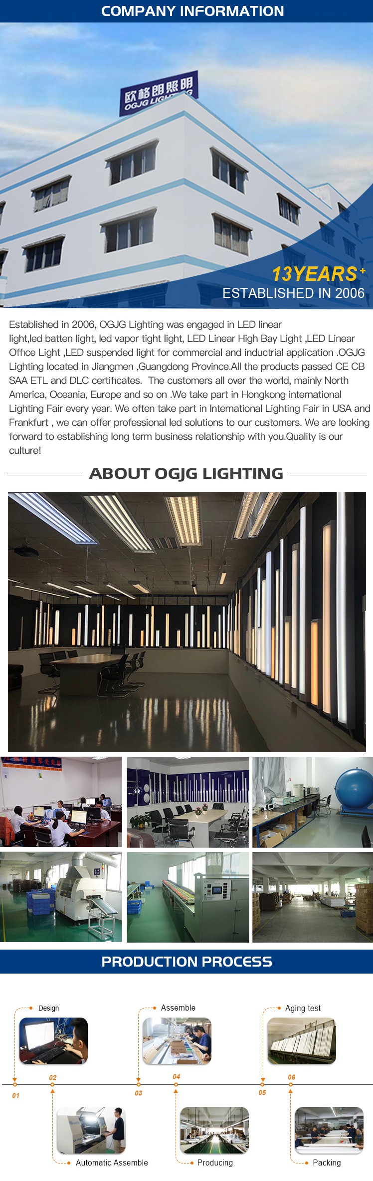 Office Building 2ft 4ft 5ft T5 Tube 20W 40W 50W 60W China Industrial Factory Led Linear Light