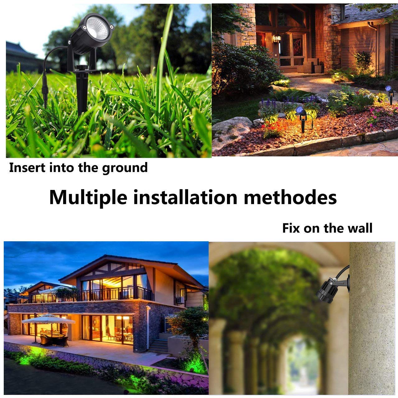 RGB Music Mobile Controlled LED Landscape Lights LED Garden Pathway Lights Walls Trees Outdoor Spotlight with Spike Stand Garden