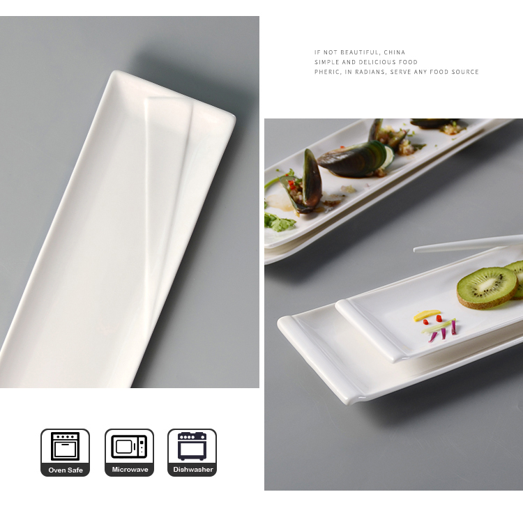 alunina ceramic  Long strip plate vintage  dining  plate  sets porcelain sushi  plates  for restaurant