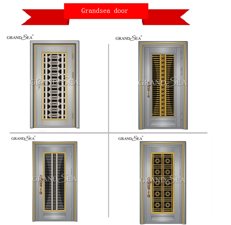 stainless steel security door design with natura stone stone finish  fire proof stainless steel door