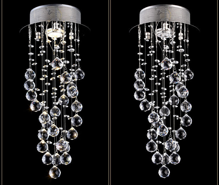 Modern style simple crystal chandelier villa living room chandelier LED revolving stair lamp hanging lamp