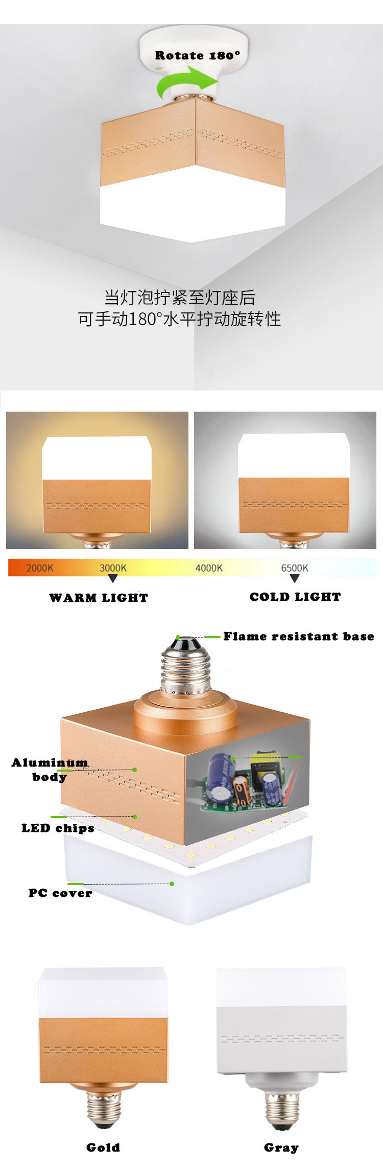 2019 hot sale new product E27 led lights 9w 13w 18w 28w square led bulbs