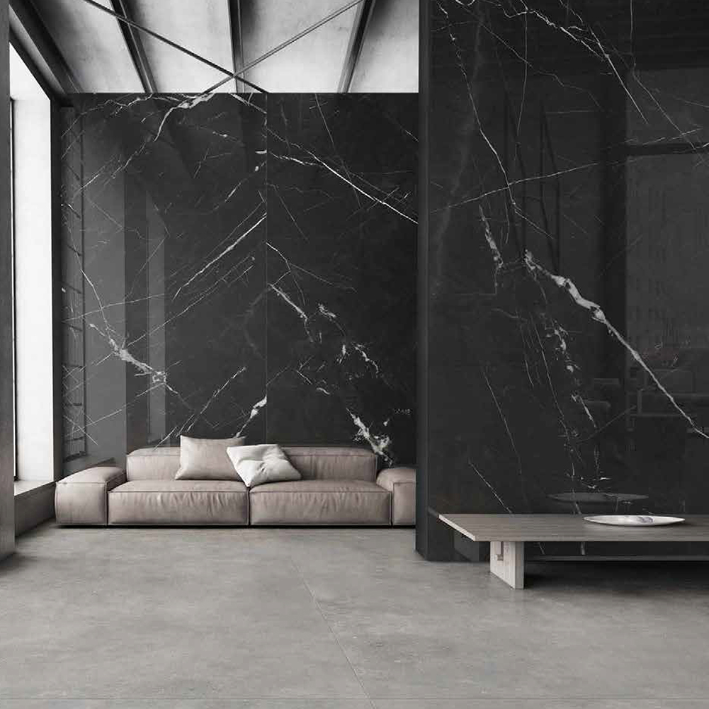 Polished Black Porcelain Tile Marble Nero Marquina Look Ceramic Tile