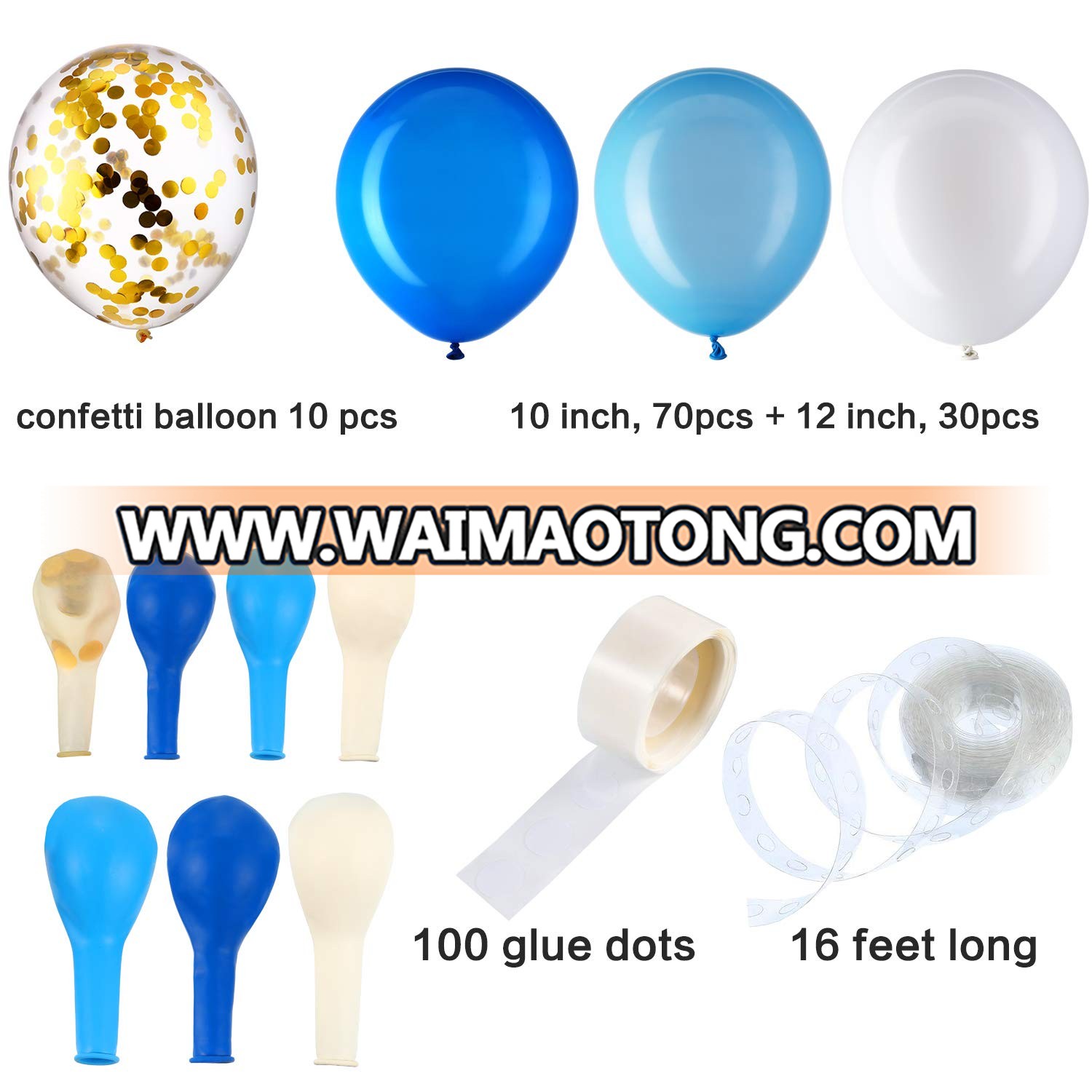 Balloon Garland Kit Balloon Arch Garland for Wedding Birthday Party Decorations (White Blue)