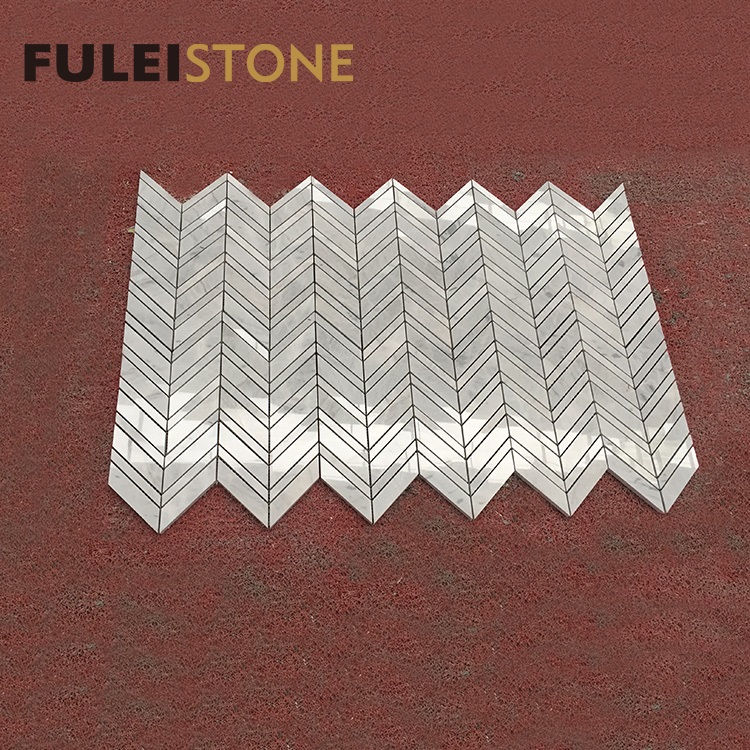 Customized Natural Polished Grey Herringbone Elba Marble Mosaic Tiles