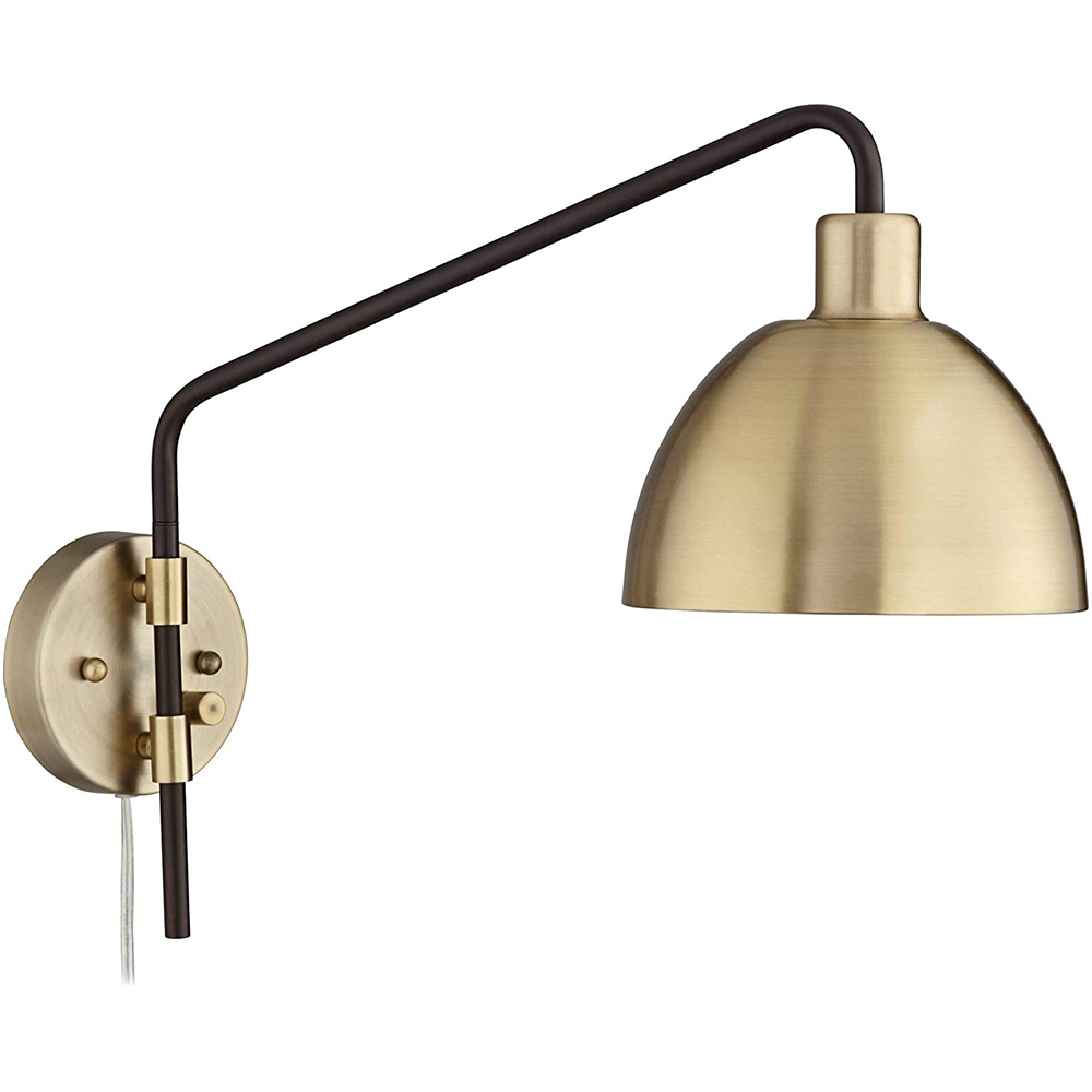 JLW-G023 Industrial Farmhouse Antique Brass Left Right Adjustable Wall Lamp for Bedroom Bedside Living Room Reading