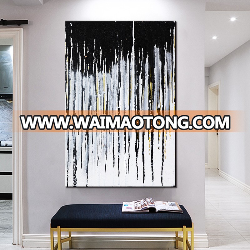 Abstract Lines Oil Painting Handmade Painting Black and White 3d line Modern poster Wall Art for living room Decoration