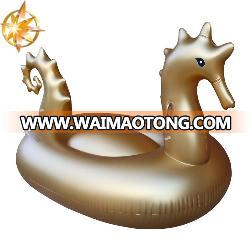 Summer water party Pool Floating Golden Seahorse swimming toys